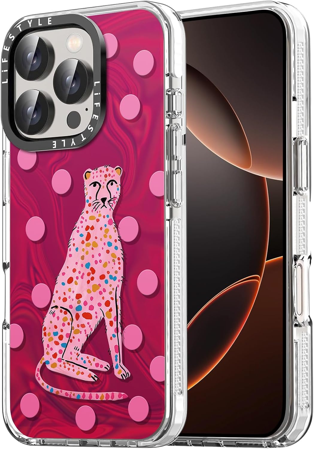 for iPhone 16 Pro Max Case with Exclusive Pink Cheetah Design, Anti-Scratch Soft TPU Slim Fit Shockproof Protective Case for iPhone 16 Pro Max Women Girls, Raised Camera Protection